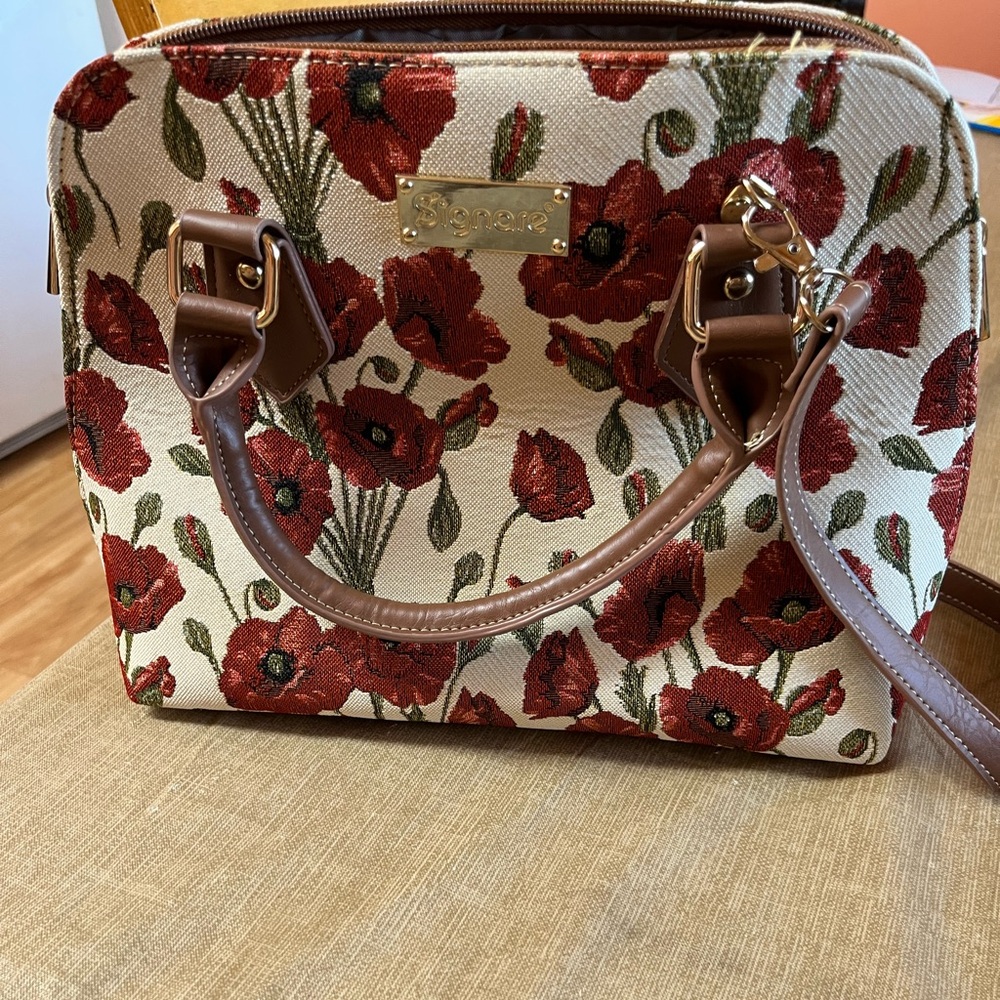Elegant Floral Handbag Signare Poppy tapestry